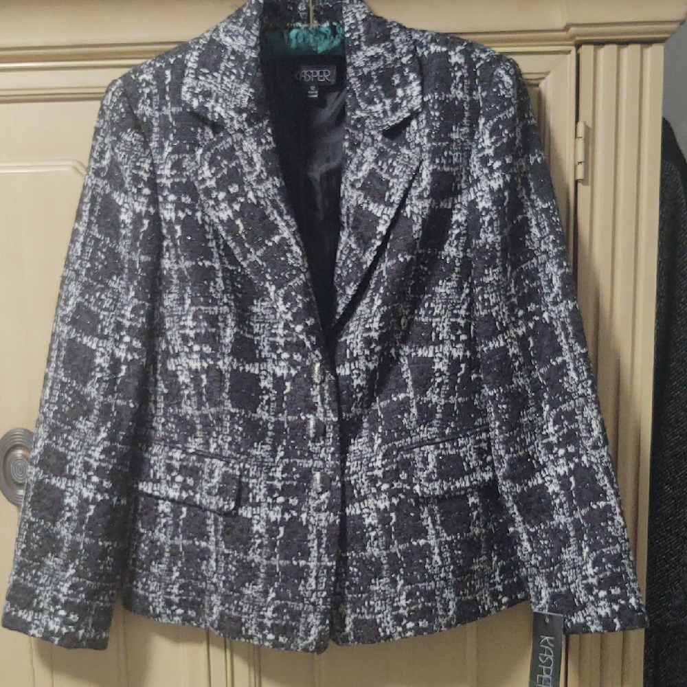 Kasper Women's Tweed Gray and White Blazer